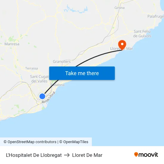 L'Hospitalet De Llobregat to Lloret De Mar map