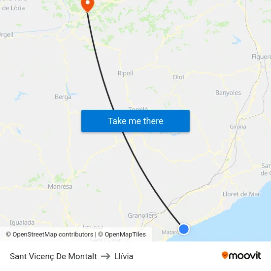 Sant Vicenç De Montalt to Llívia map