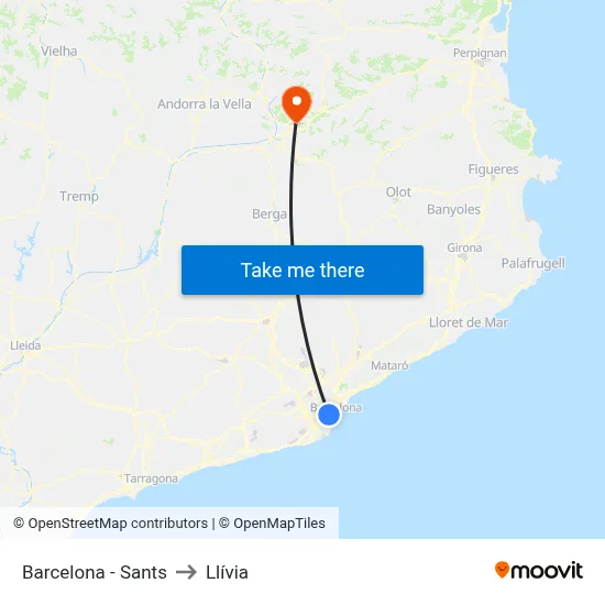 Barcelona - Sants to Llívia map