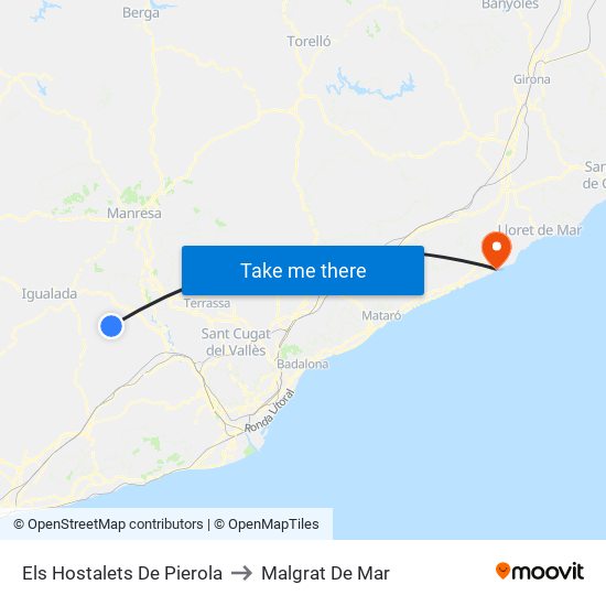 Els Hostalets De Pierola to Malgrat De Mar map