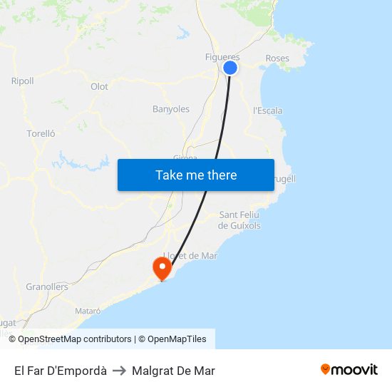 El Far D'Empordà to Malgrat De Mar map