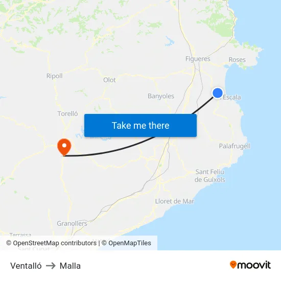 Ventalló to Malla map