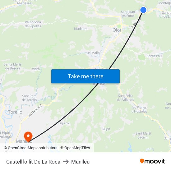 Castellfollit De La Roca to Manlleu map