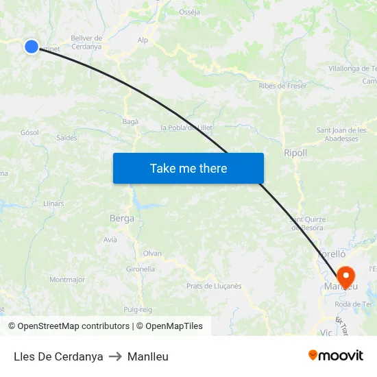 Lles De Cerdanya to Manlleu map