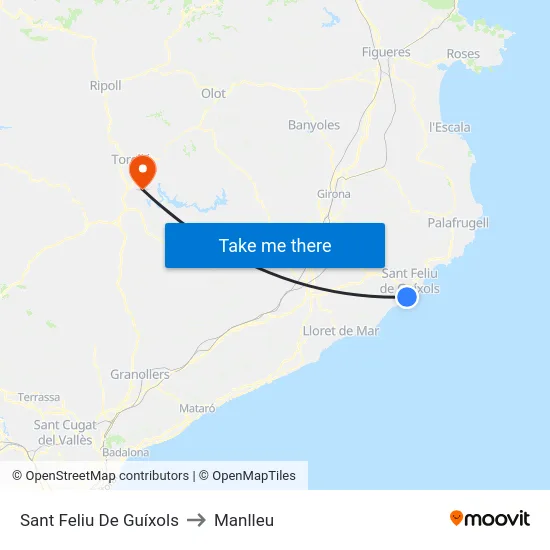 Sant Feliu De Guíxols to Manlleu map