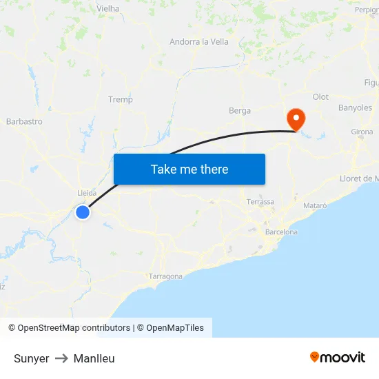 Sunyer to Manlleu map