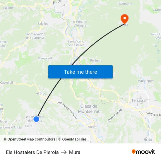 Els Hostalets De Pierola to Mura map