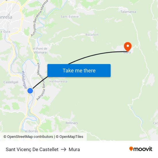 Sant Vicenç De Castellet to Mura map