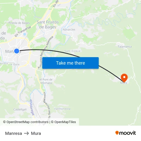 Manresa to Mura map