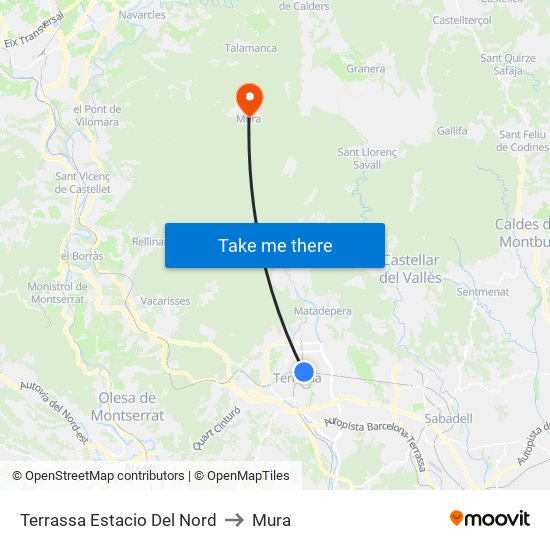 Terrassa Estacio Del Nord to Mura map