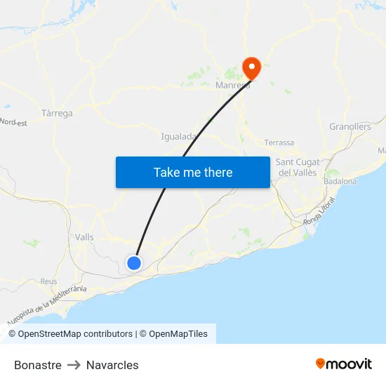 Bonastre to Navarcles map