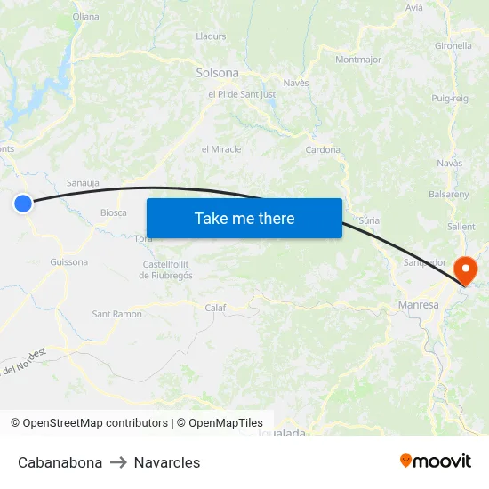 Cabanabona to Navarcles map