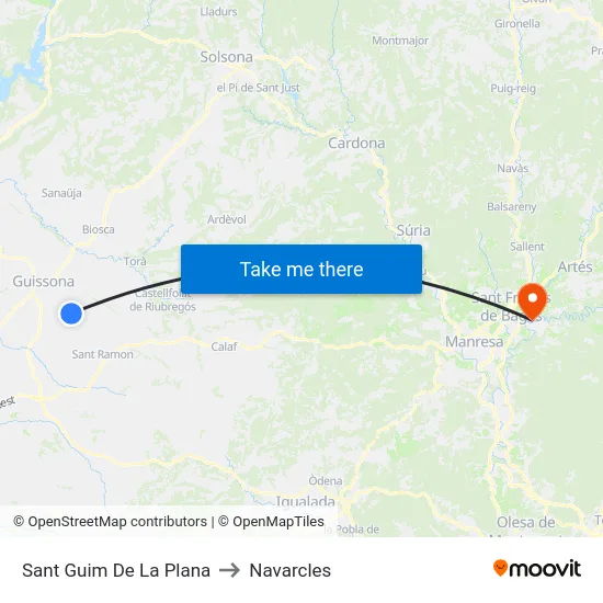 Sant Guim De La Plana to Navarcles map