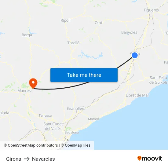 Girona to Navarcles map