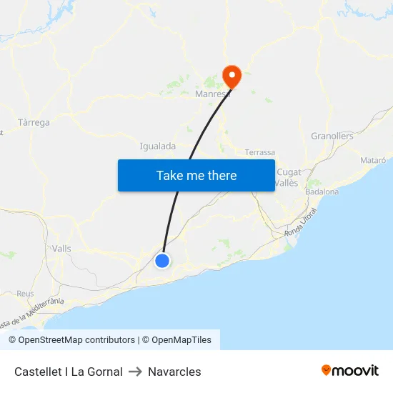 Castellet I La Gornal to Navarcles map