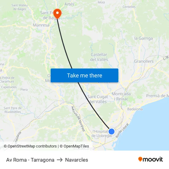 Av Roma - Tarragona to Navarcles map