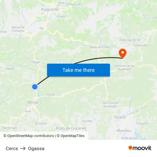 Cercs to Ogassa map