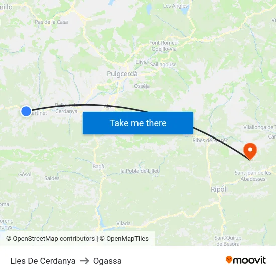 Lles De Cerdanya to Ogassa map
