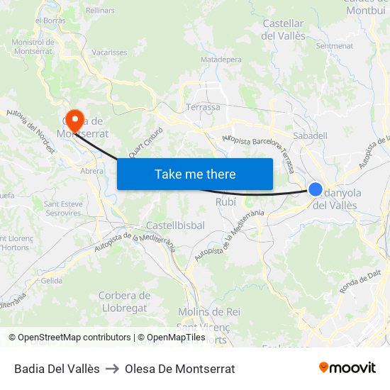 Badia Del Vallès to Olesa De Montserrat map