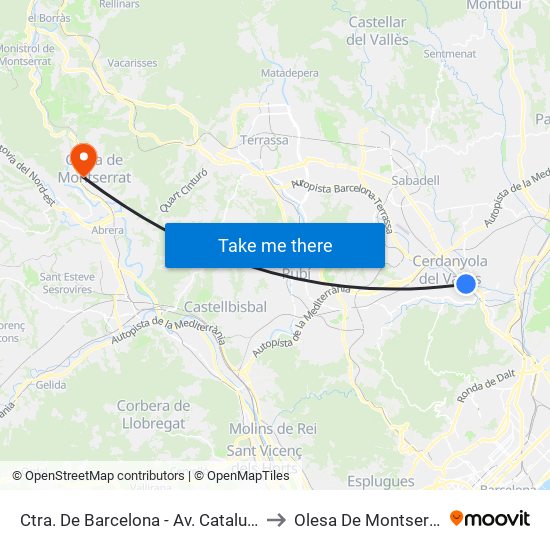 Ctra. De Barcelona - Av. Catalunya to Olesa De Montserrat map