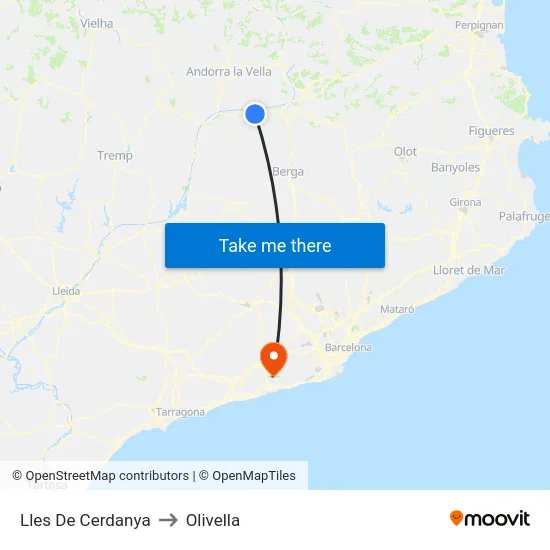 Lles De Cerdanya to Olivella map