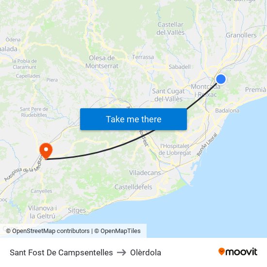 Sant Fost De Campsentelles to Olèrdola map