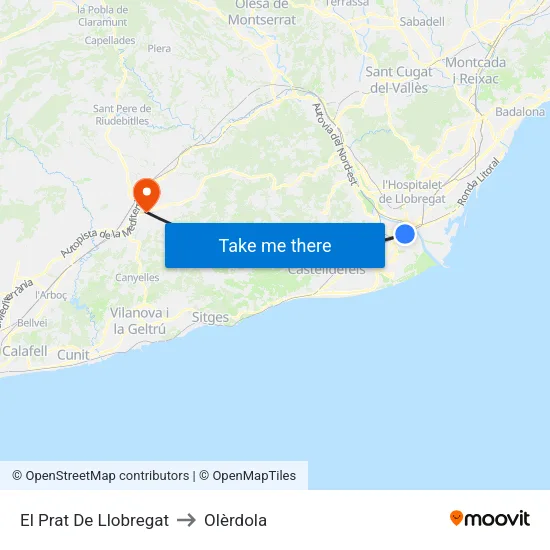 El Prat De Llobregat to Olèrdola map