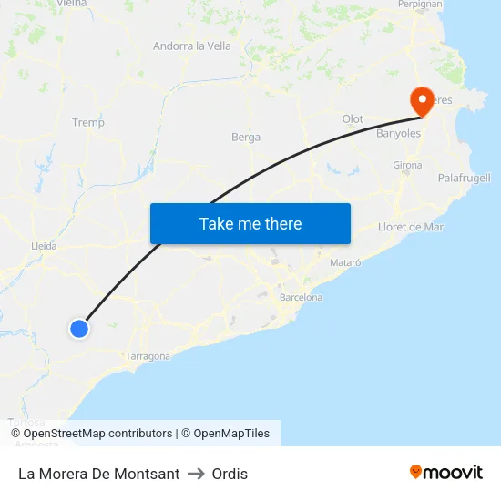 La Morera De Montsant to Ordis map