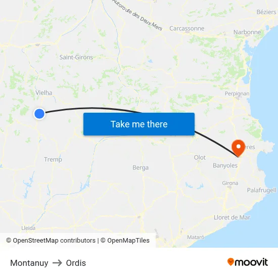 Montanuy to Ordis map