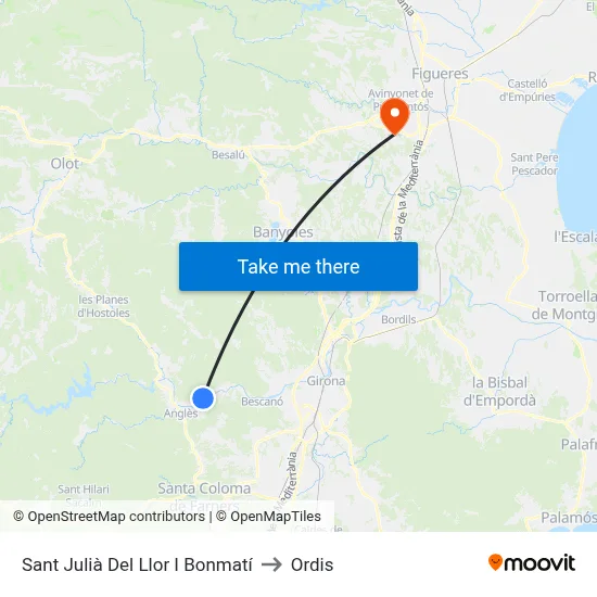 Sant Julià Del Llor I Bonmatí to Ordis map
