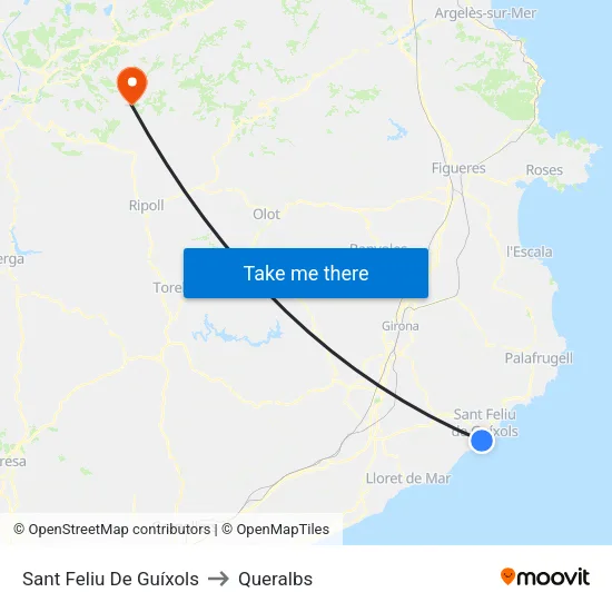 Sant Feliu De Guíxols to Queralbs map