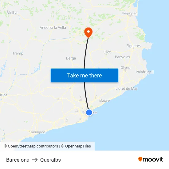 Barcelona to Queralbs map