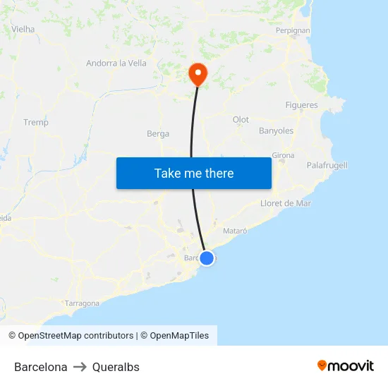 Barcelona to Queralbs map