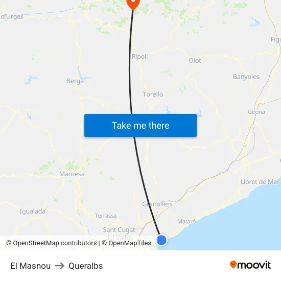 El Masnou to Queralbs map
