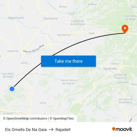 Els Omells De Na Gaia to Rajadell map