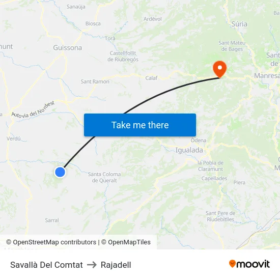 Savallà Del Comtat to Rajadell map