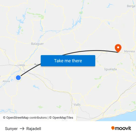 Sunyer to Rajadell map