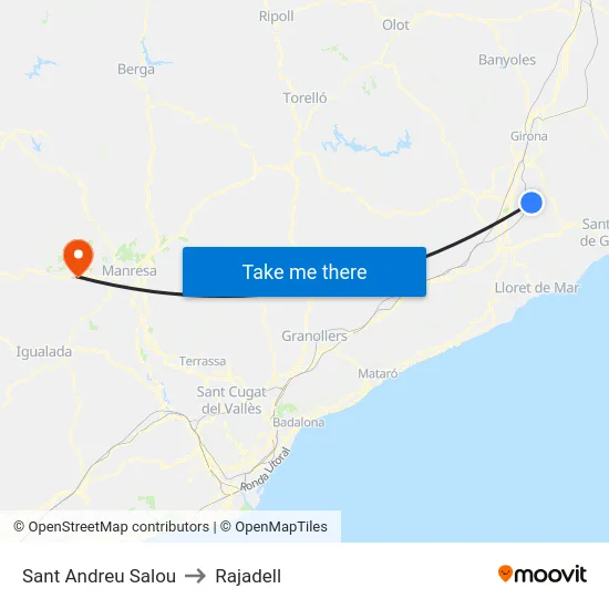 Sant Andreu Salou to Rajadell map