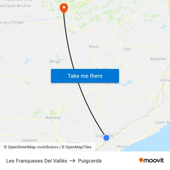 Les Franqueses Del Vallès to Puigcerdà map