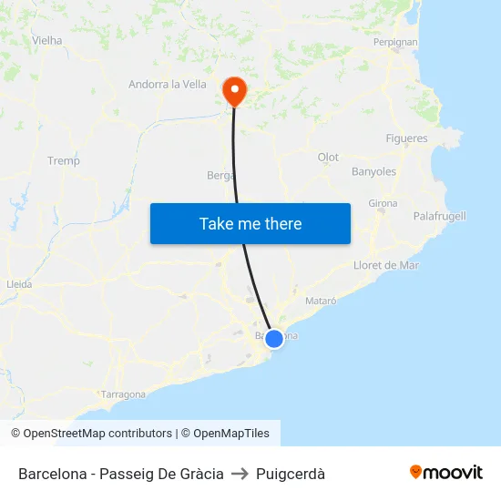 Barcelona - Passeig De Gràcia to Puigcerdà map