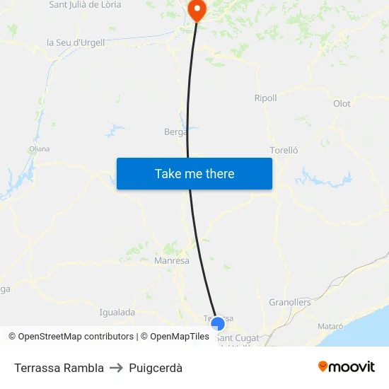 Terrassa Rambla to Puigcerdà map