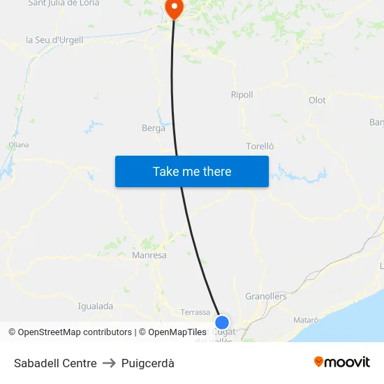 Sabadell Centre to Puigcerdà map
