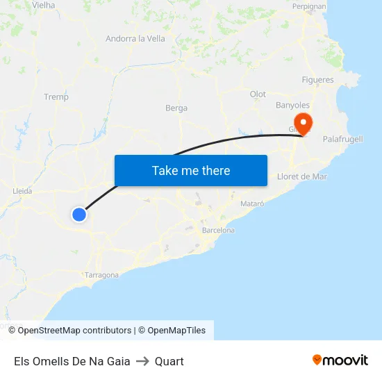 Els Omells De Na Gaia to Quart map