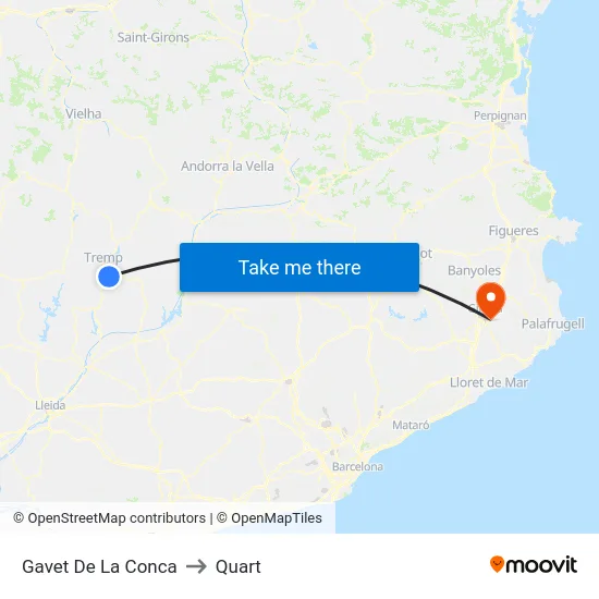 Gavet De La Conca to Quart map
