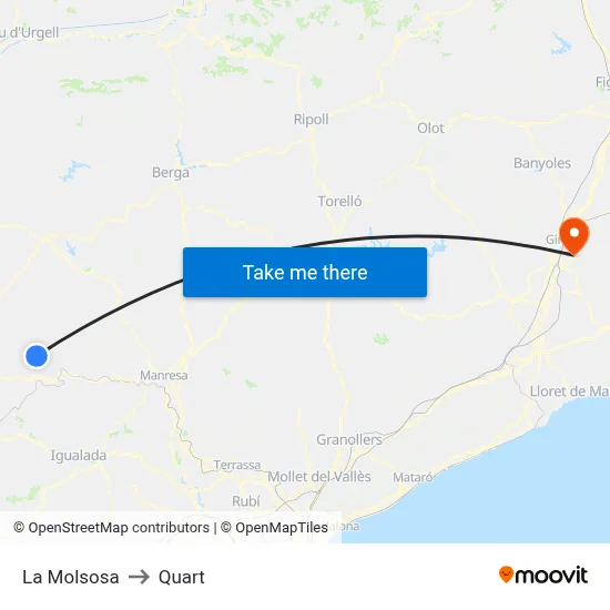 La Molsosa to Quart map