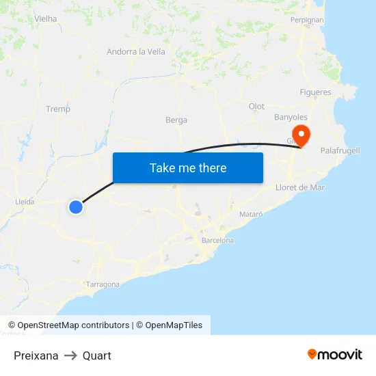 Preixana to Quart map