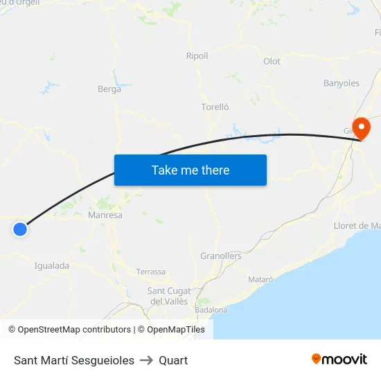 Sant Martí Sesgueioles to Quart map