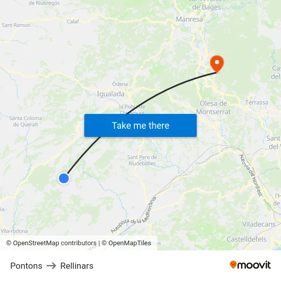Pontons to Rellinars map