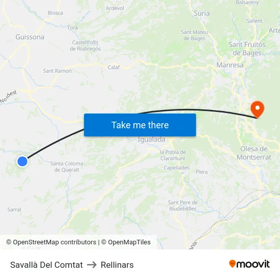 Savallà Del Comtat to Rellinars map