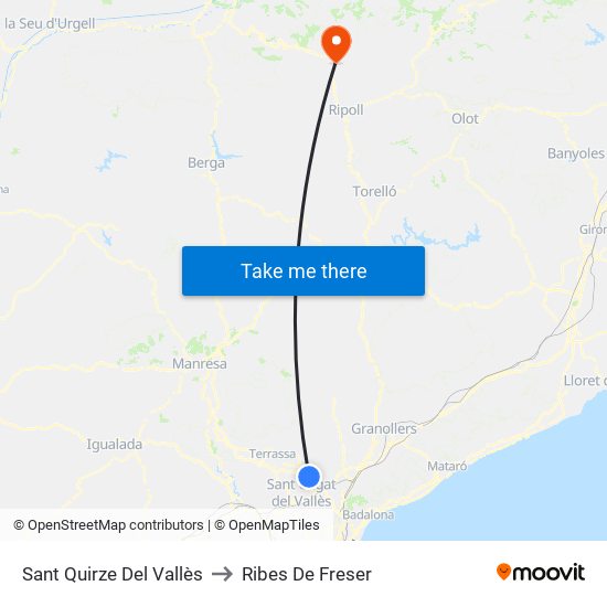 Sant Quirze Del Vallès to Ribes De Freser map